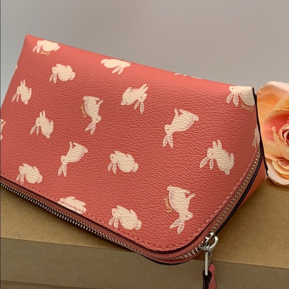 COACH COACH COSMETIC CASE WITH BUNNY SCRIPT PRINT - Picture 5 of 16